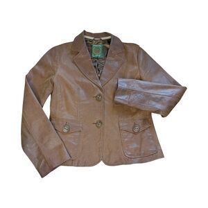 Fabric Life Leather Jacket Chestnut Brown Size S/M